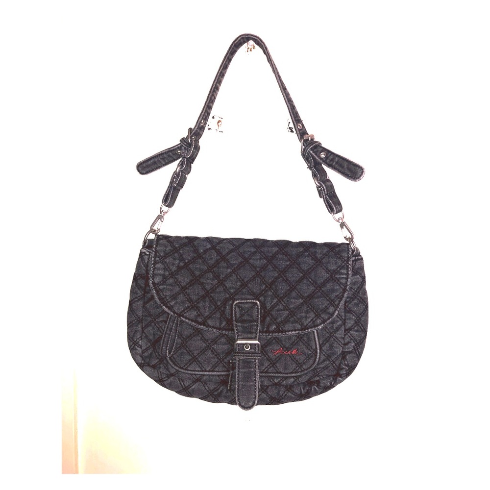 French Connection black jean quilted shoulder bag